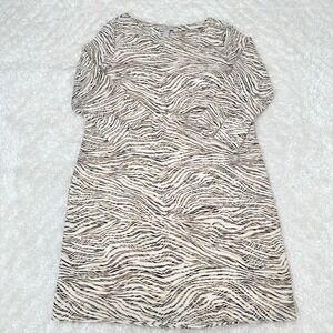 H&M Women's M Medium Zebra Print Neutrals Shift Dress Office Career Travel